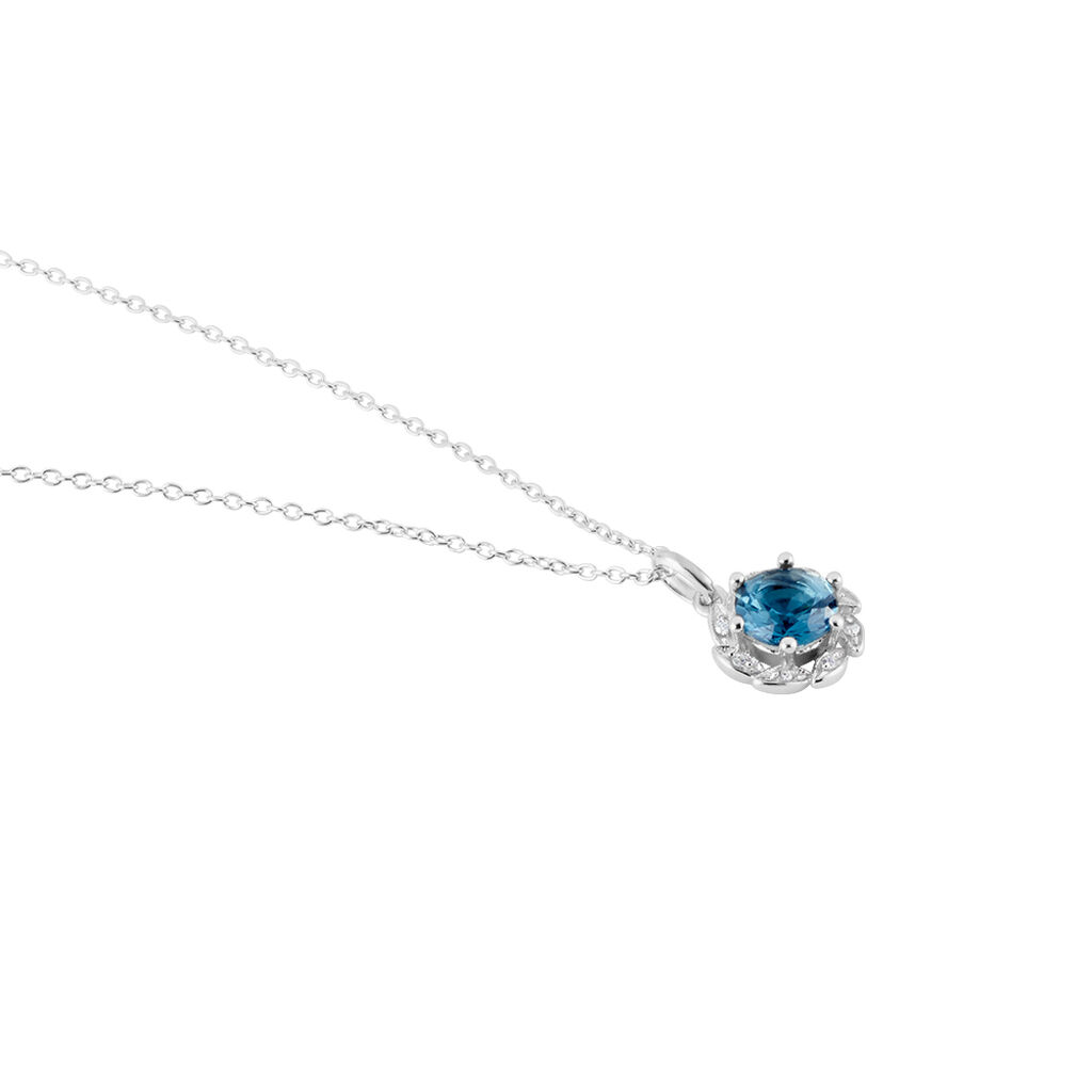 Collier Argent Blanc Clover Verre Oxydes De Zirconium