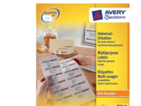 Avery Zweckform Universal - Hvit - 38 x 21,2 mm 13000 etikett(er) (200 ark x 65) etiketter