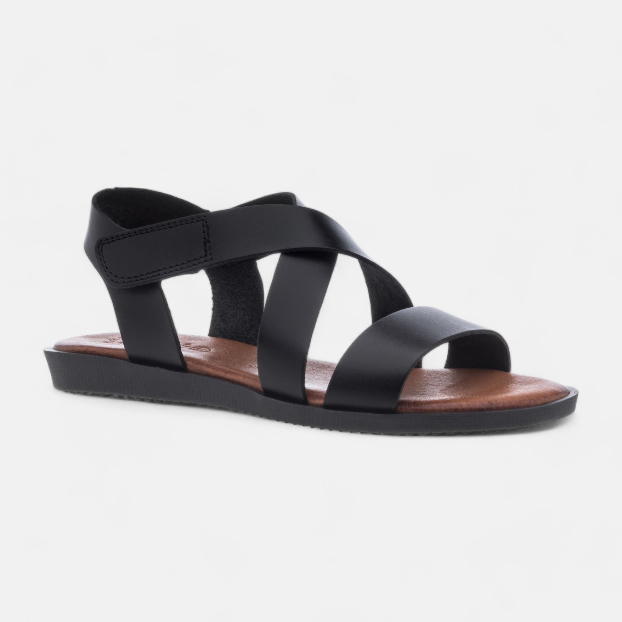 Nu-pieds Femme en cuir noir