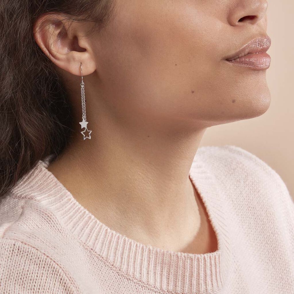 Boucles D'oreilles Pendantes Juliette Argent Blanc