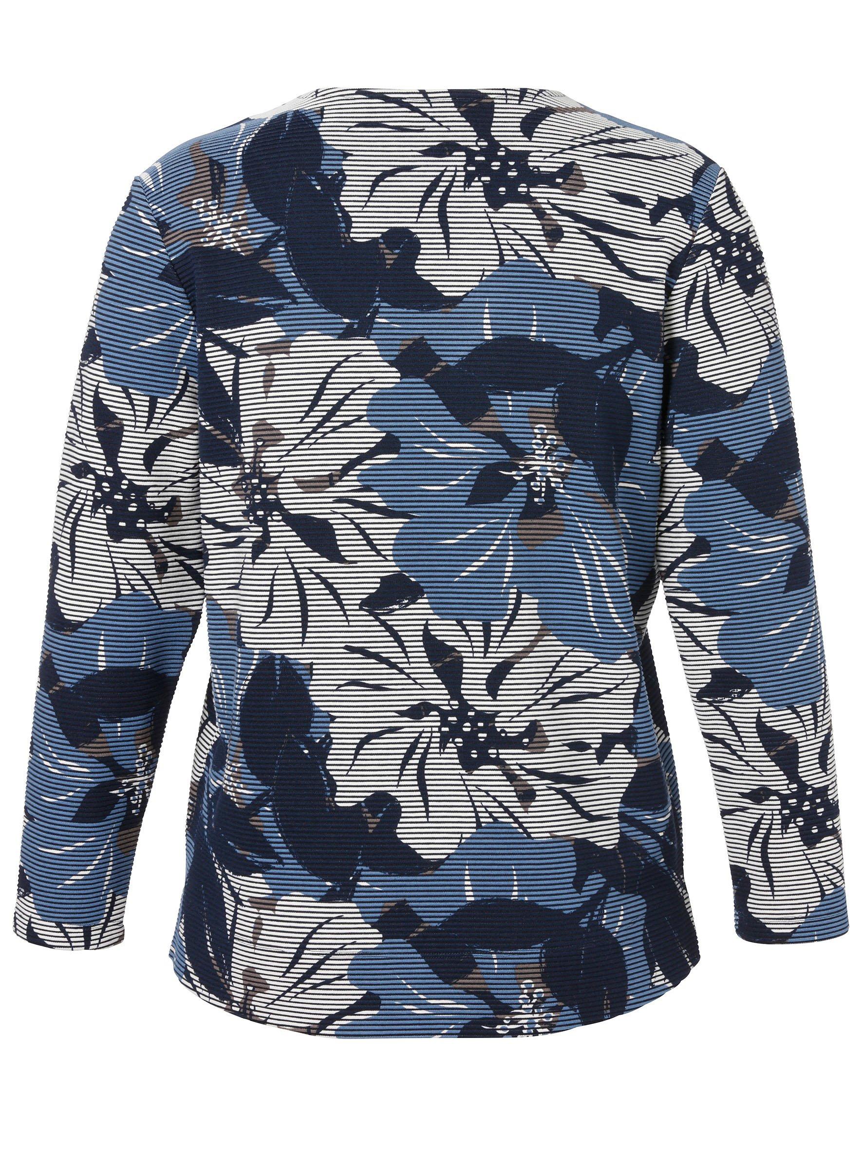 Sweatshirt mit Blumendruck und V-Ausschnitt
