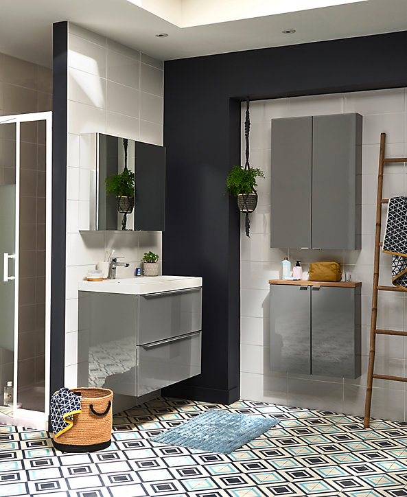 Meuble sous vasque à suspendre GoodHome Imandra gris 80 cm