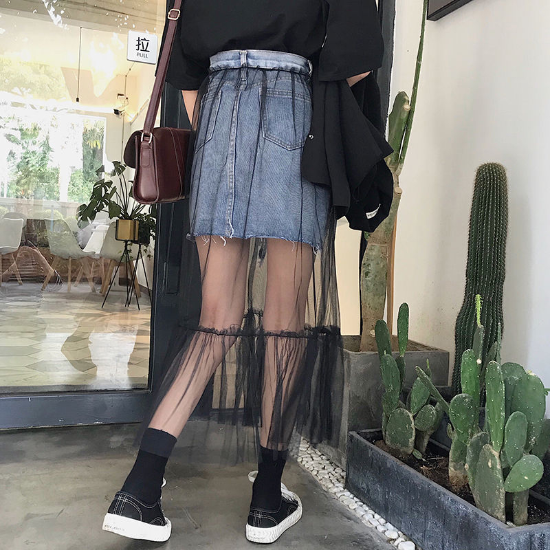 Whoosh - Mesh Overlay Distressed Denim Rok