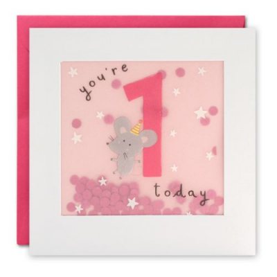 Age 1 Mouse Paper Shakies Card