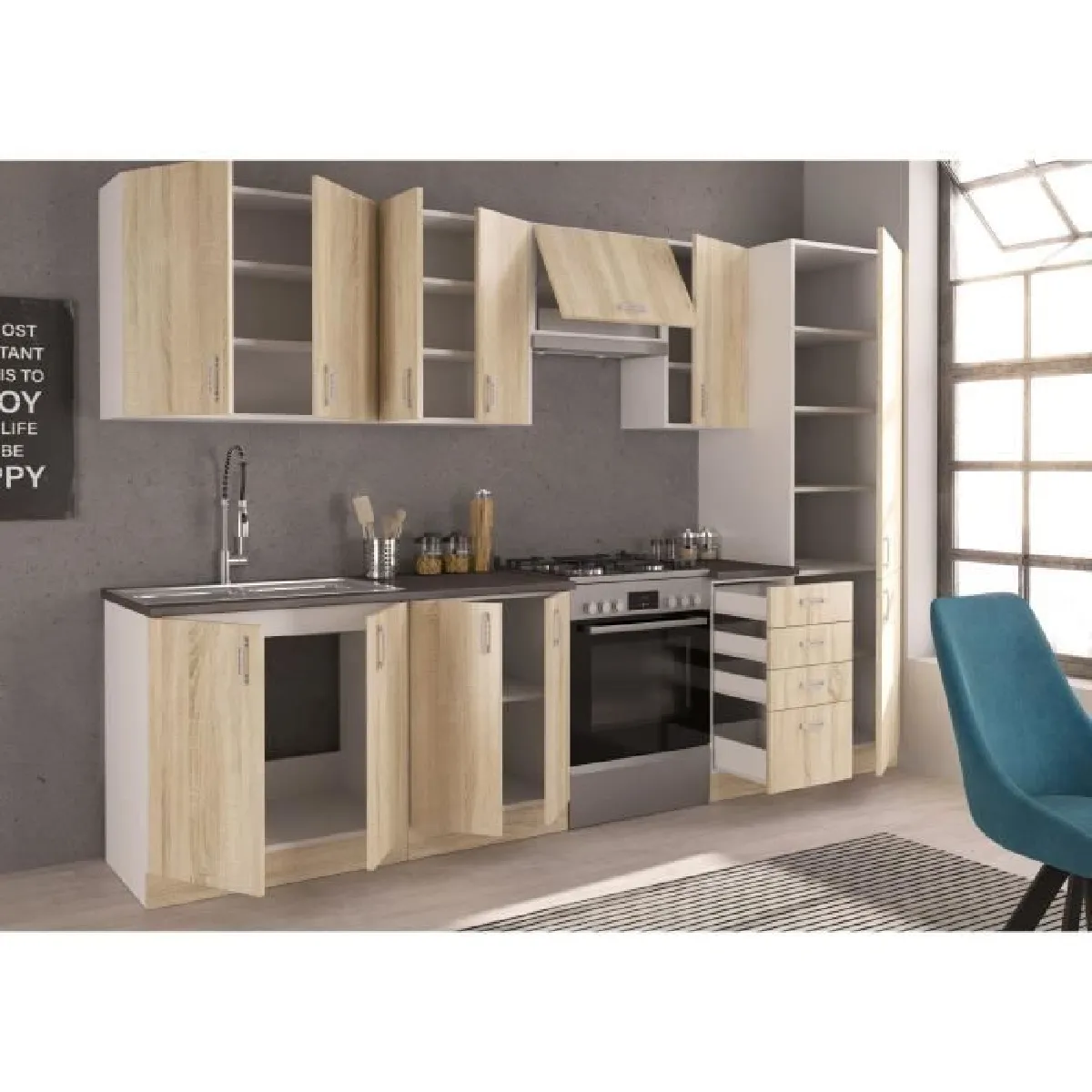 CSTORE SARA Cuisine Complète - Chêne Sonoma
