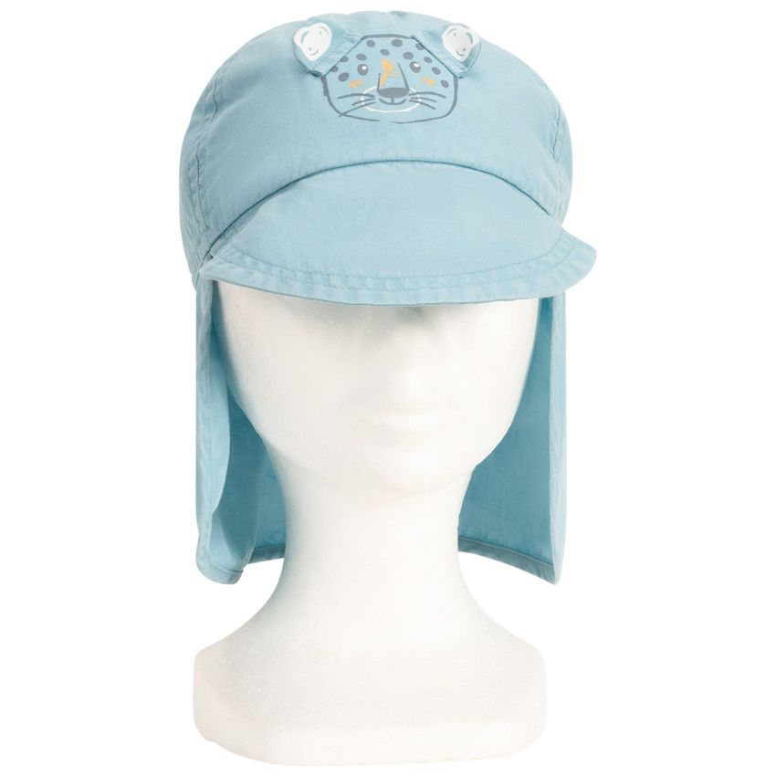 Casquette protège-nuque motif félin pour bébé garçon - Bleu moyen