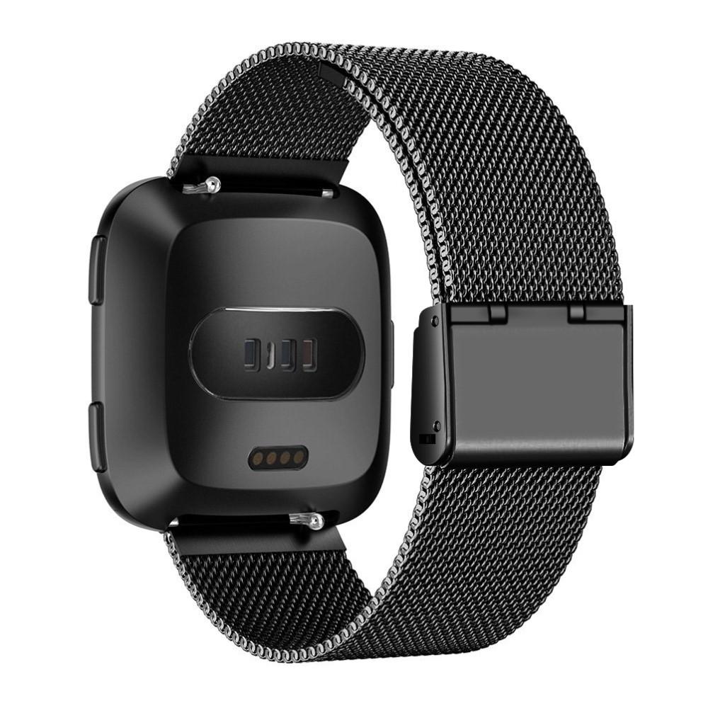Fitbit Versa / Versa 2 / Versa Lite Edelstahl Armband Milanaise Klippverschluss - Schwarz