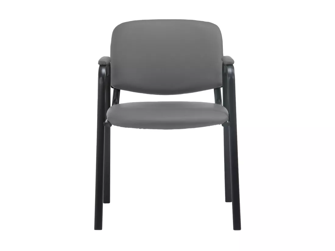 Chaise de conférence - Similicuir & Métal noir mat - Gris - Ken Pro