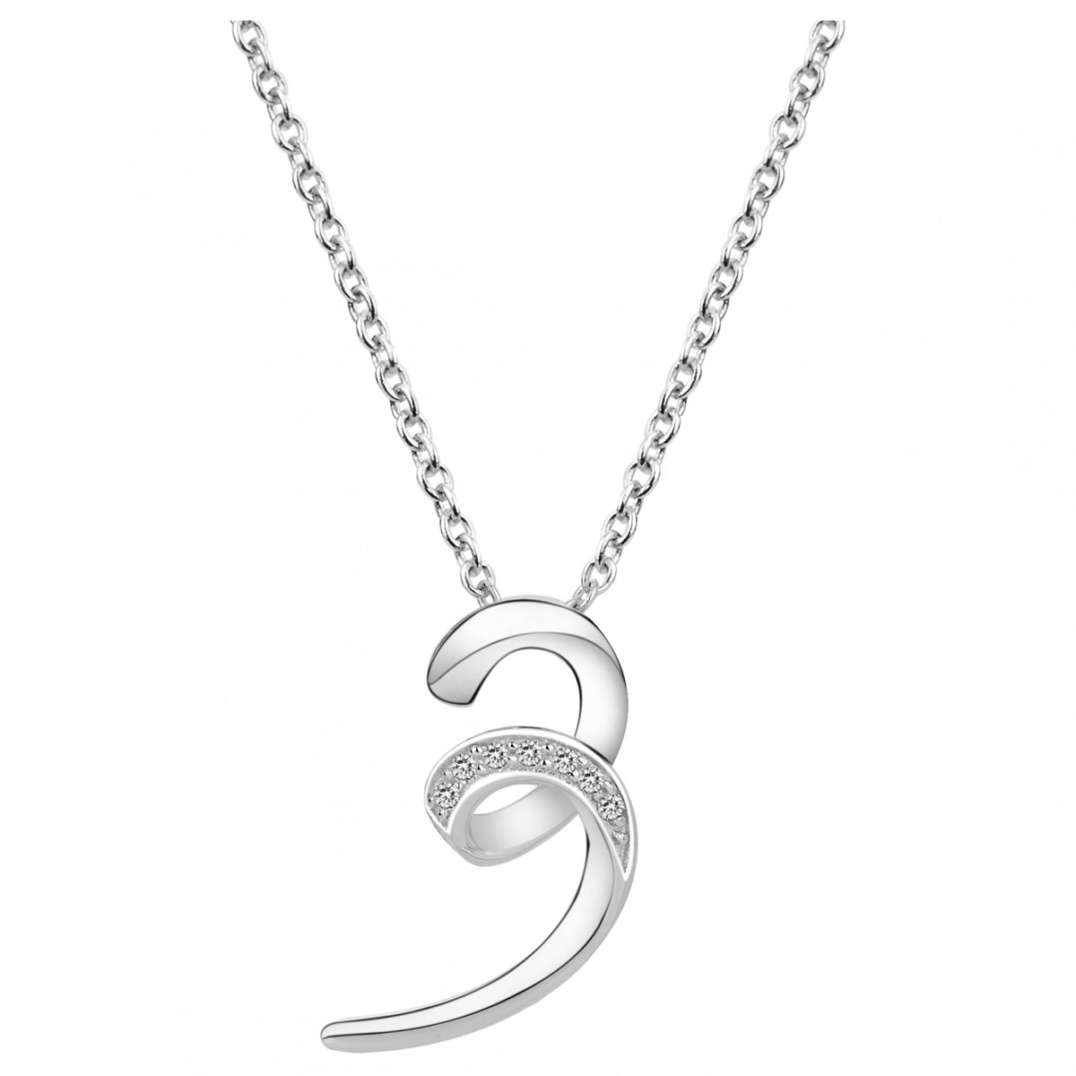 Collier mono-motif en Argent avec oxyde de zirconium blanc
