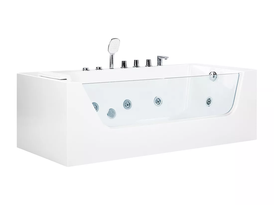 Baignoire balnéo angle droite blanche 170 x 80 cm PUQUIO