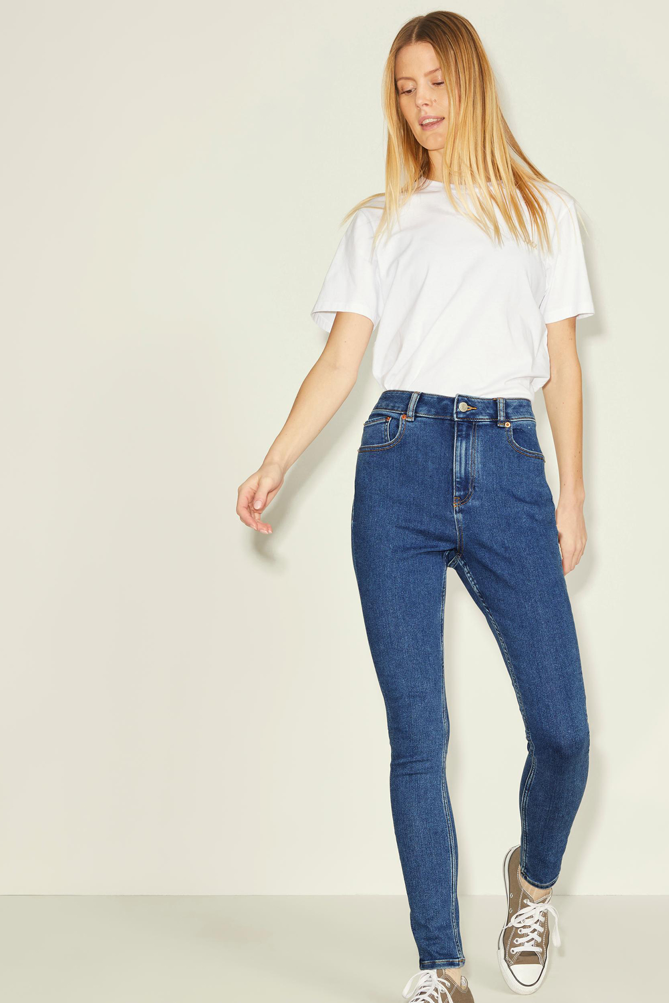 Calça jeans skinny de cintura alta