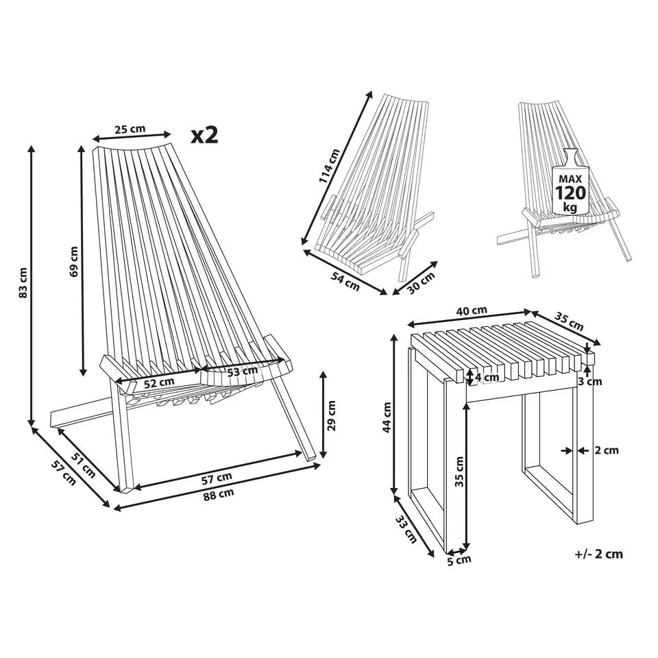BELLANO - Balkonset - Lichthout - Acaciahout