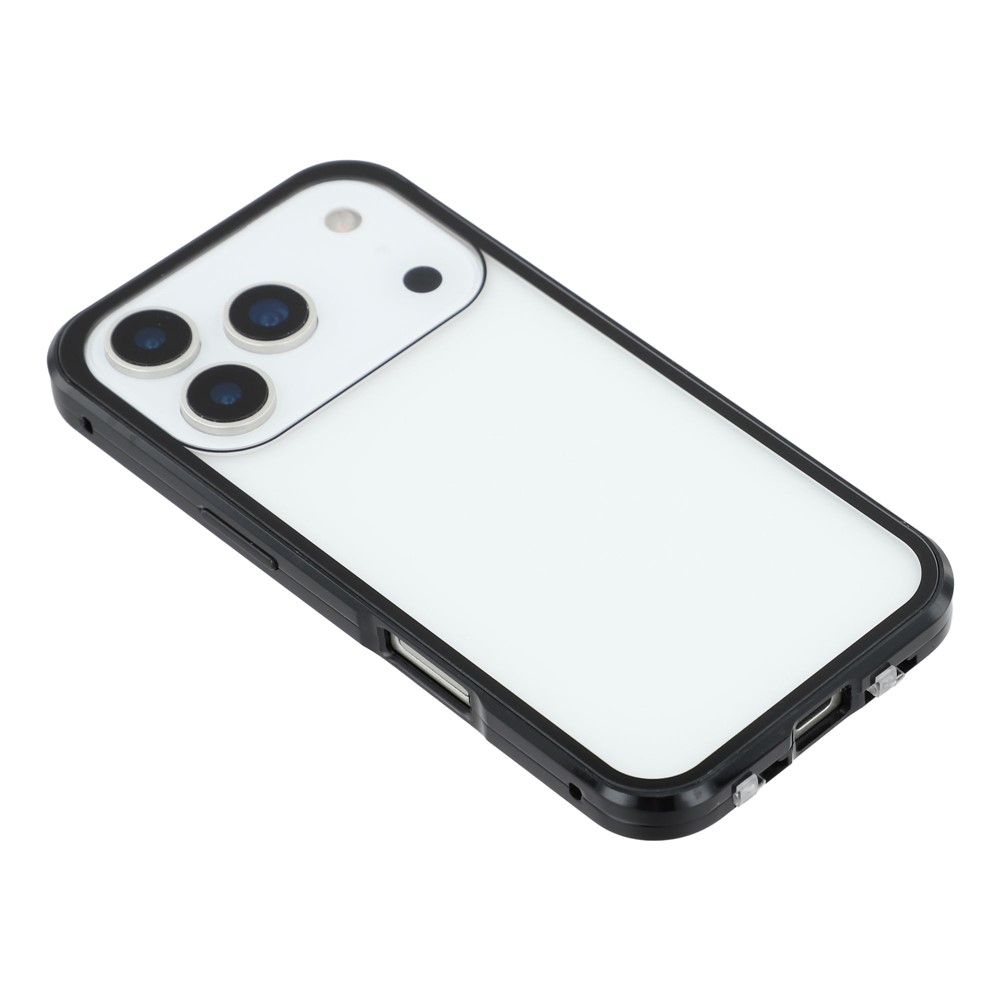 iPhone 17 Pro Max Magnetische Alu Schutzhülle mit Panzer Glas Backcover   Displayschutz (Magnet-Technologie) - Schwarz