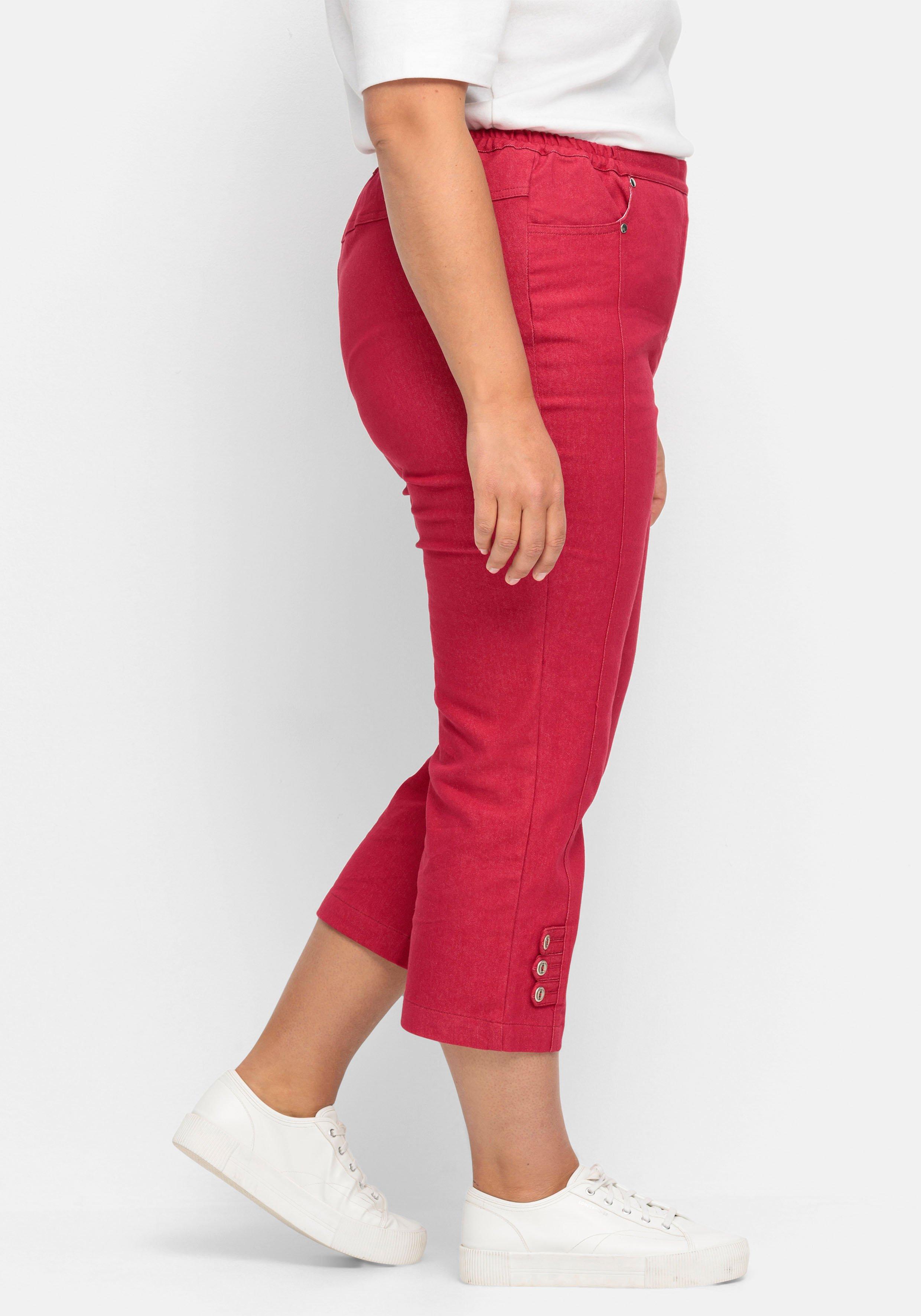7/8-Jeans mit Zierknöpfen am Saum