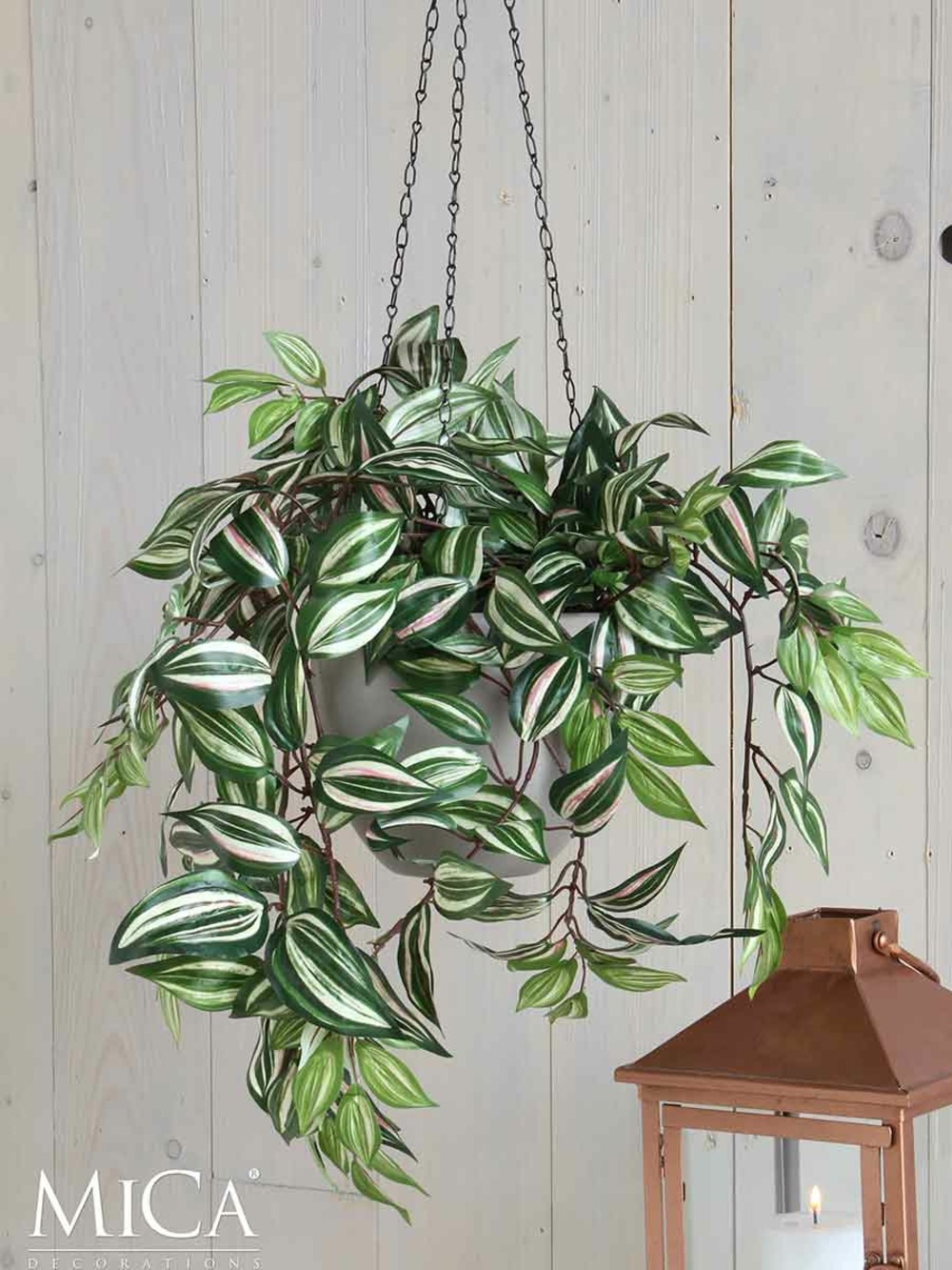 Mica decorations plante artificielle tradescantia - 80x30x15 cm - pe - vert - set de 2