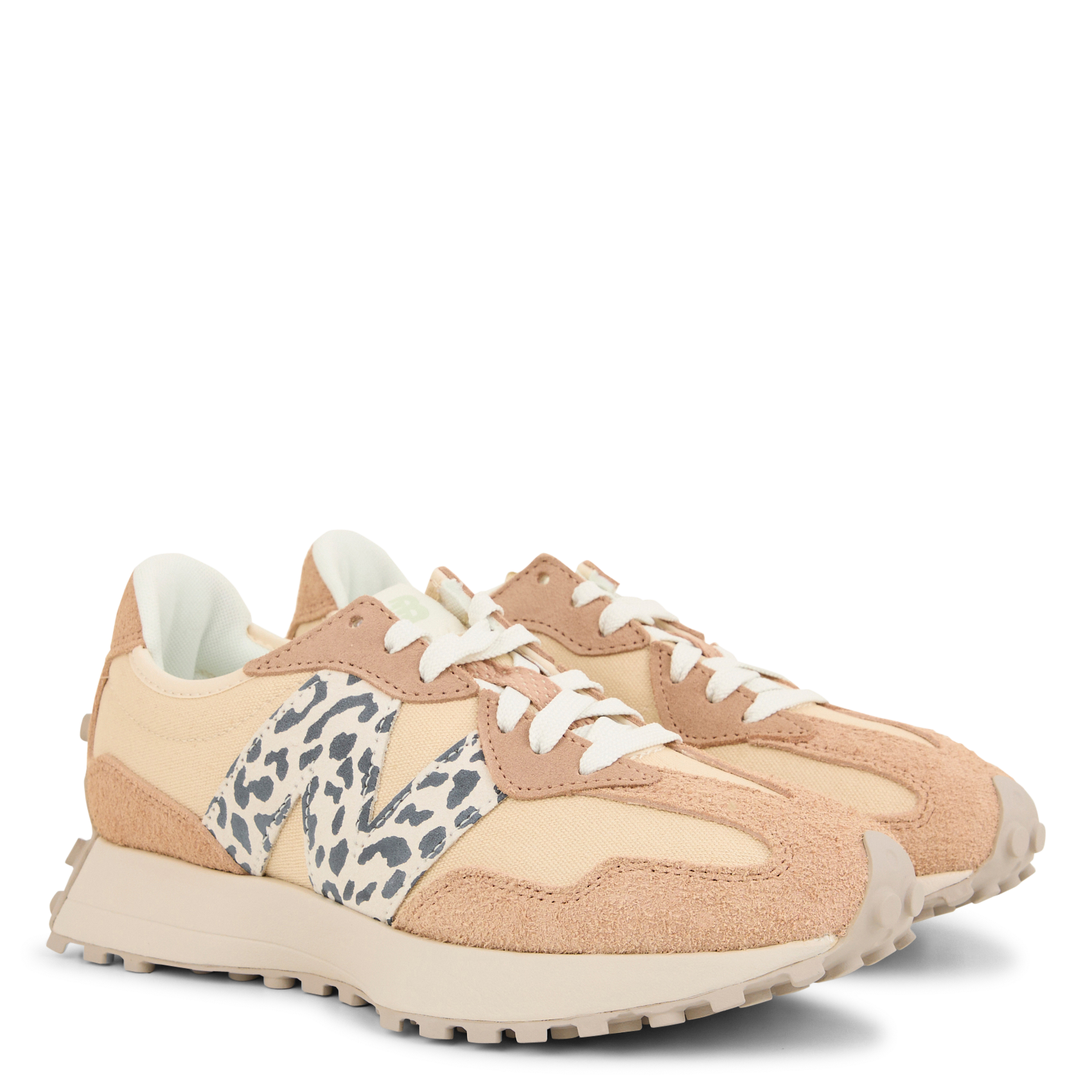 327 - Baskets basses en cuir mélangé | Beige