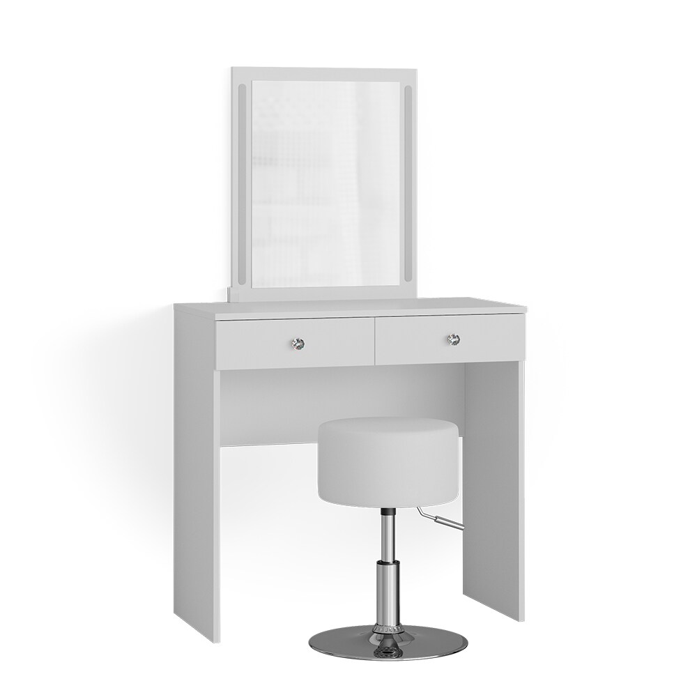 Vicco Schminktisch Frisiertisch Frisierkommode Elara Weiß LED Spiegel Design Hocker 80x79cm modern Schlafzimmer Kommode Schminkspiegel Schublade Ablage Aufbewahrung Kosmetiktisch Make-Up-Tisch