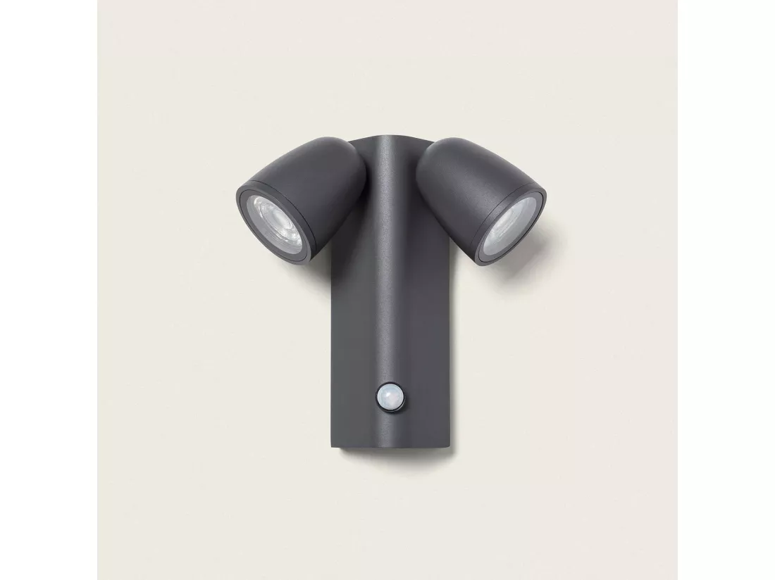 Applique Murale Extérieure Aluminium avec Détecteur de Mouvement Abel Deux Spots Gris foncé