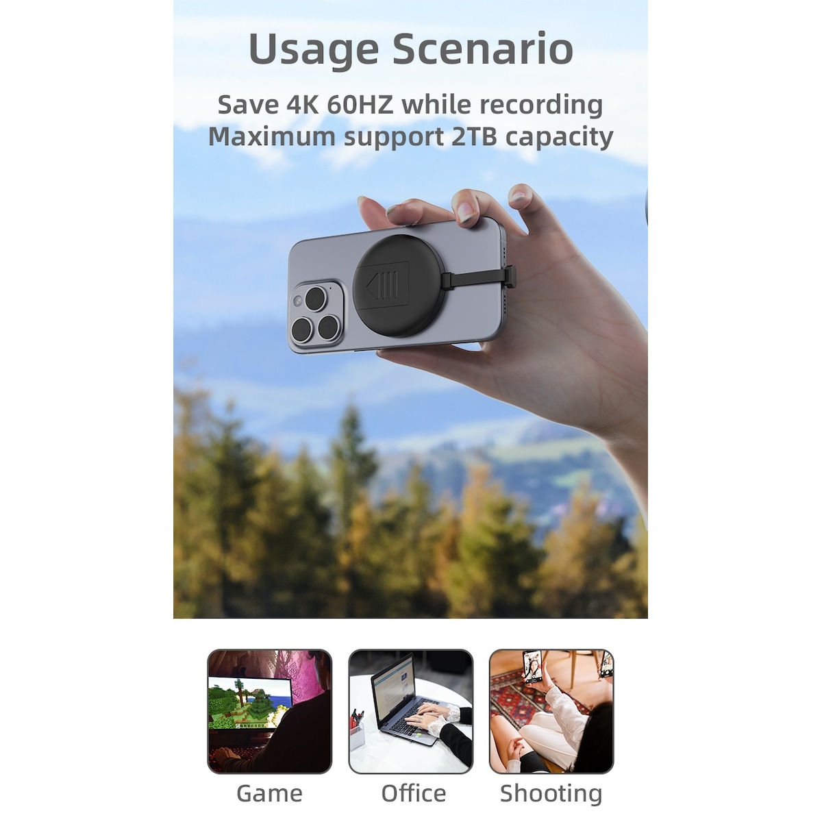 NÖRDIC magnetisk NVMe/SATA 2230 SSD eksternt kabinett USB-C 10 Gbps
