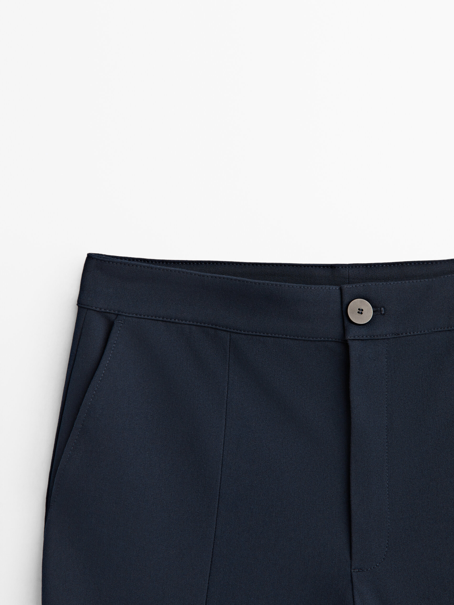 Calça Slim com Costura Central - AZUL MARINHO