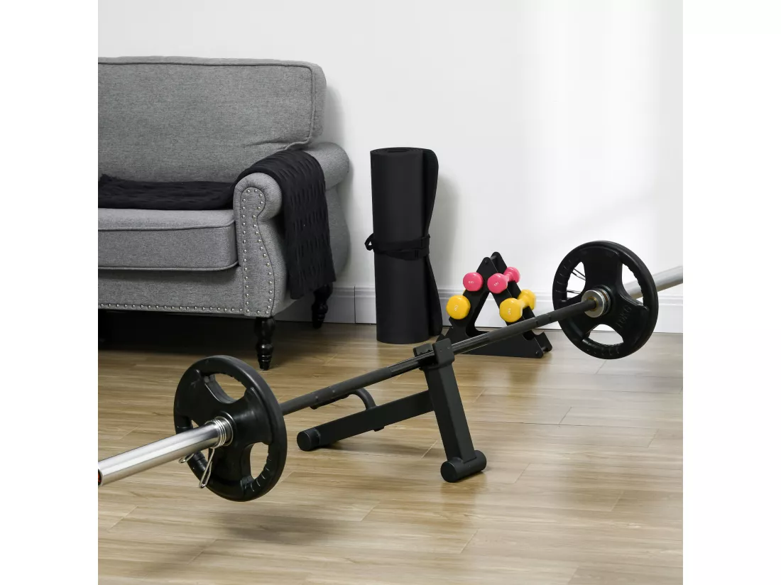 Mini Deadlift pour haltères olympiques - cric d'haltères avec poignée antidérapante - charge max. 200 Kg - acier noir