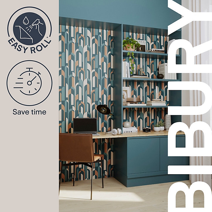 Papier peint pré-encollé vinyle intissé Easy Roll GoodHome Bibury bleu l.53 x H.1005 cm