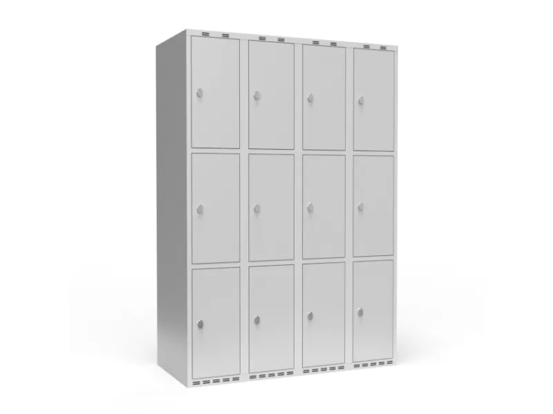 Garderobeskab 4x300 mm Lige tag 3-delt søjle Antracit dør Cylinderlås