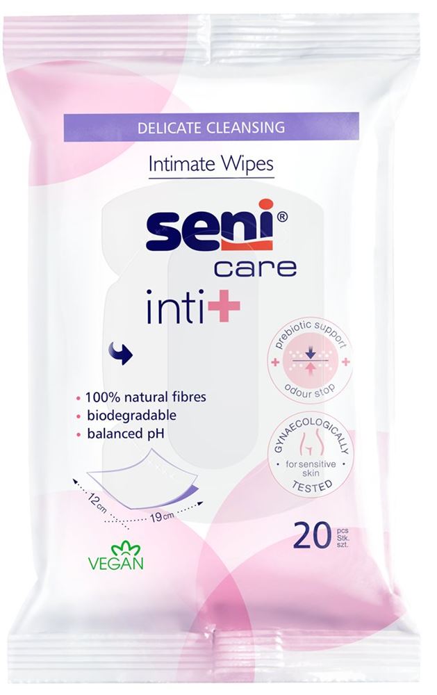 Seni Care Feuchttücher inti+<br>20 Stück, Beutel