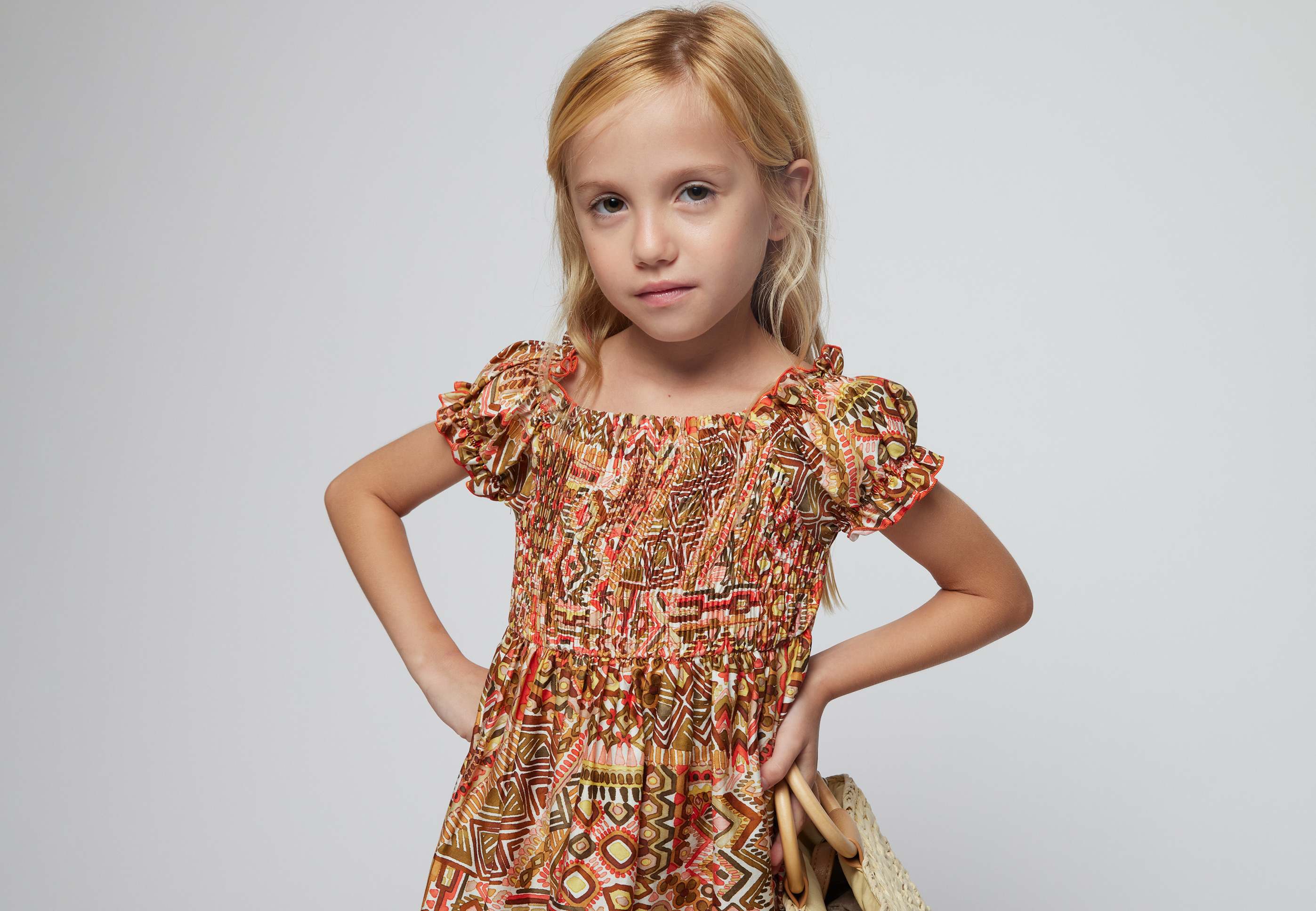 Vestido de malha franzida Better Cotton Jade para menina