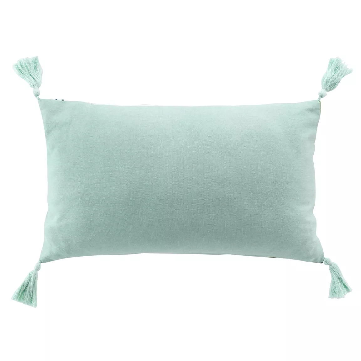 Coussin rectangulaire coton pompons (30 x 50 cm) Eden Vert