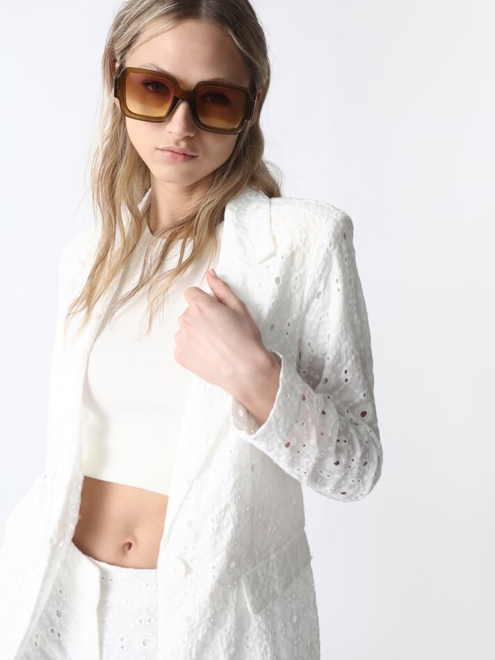 Blazer suíço bordado - Branco