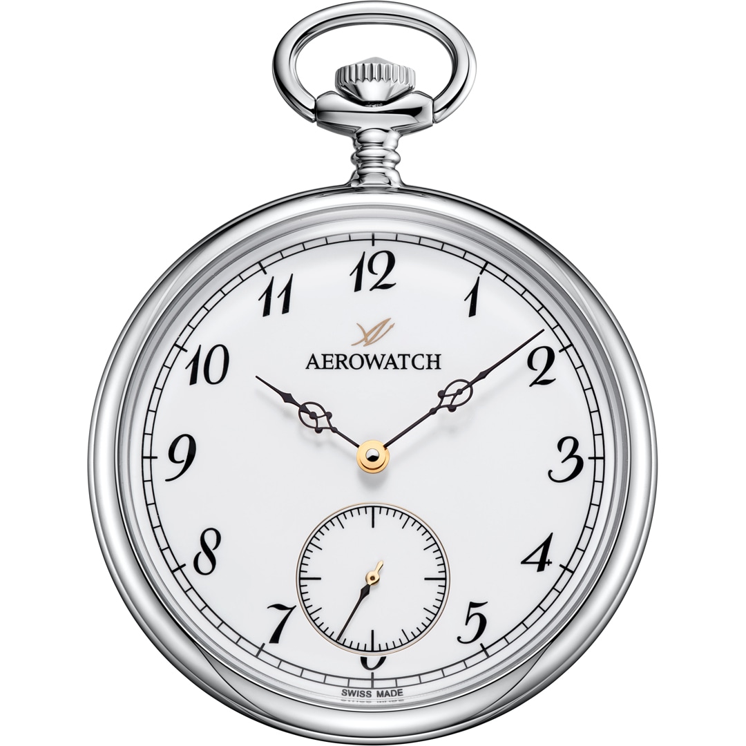 Aerowatch Taschenuhr Lépine Mechanical Arabische Indizes Silbrig / Weiss Ø 48.5mm