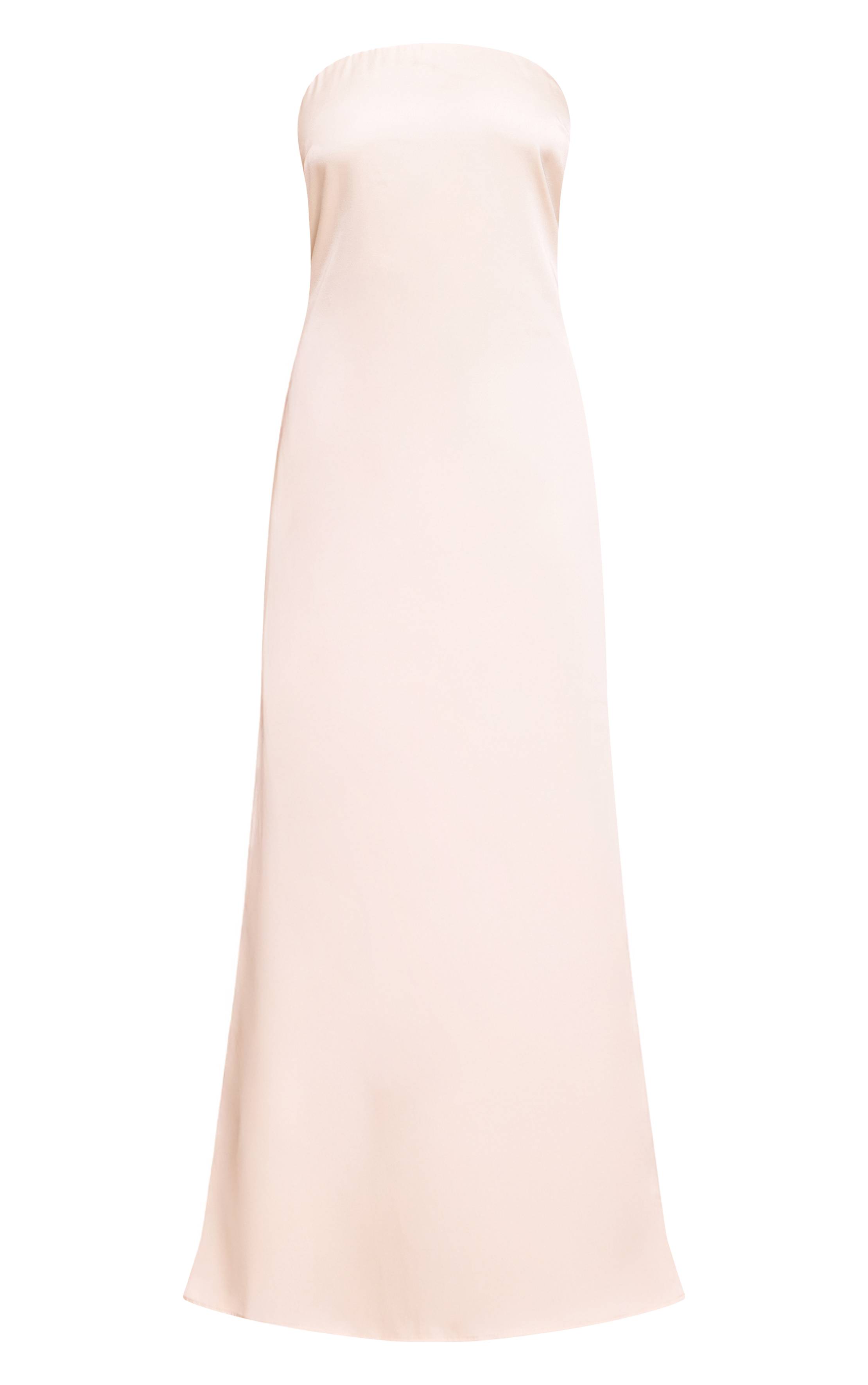 Crème Robe Longue Bustier En Satin