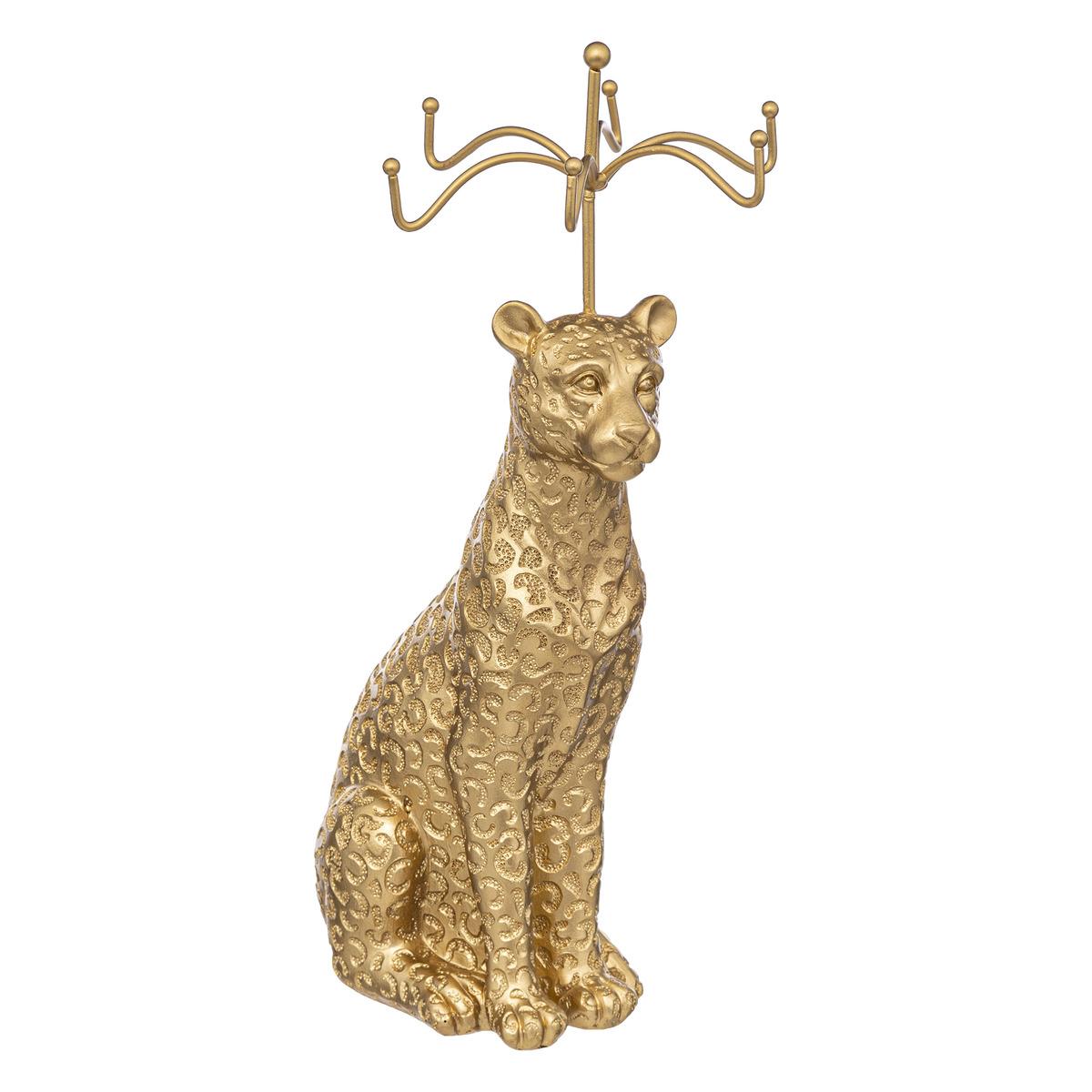 PORTE BIJOUX LEOPARD DORE 30CM