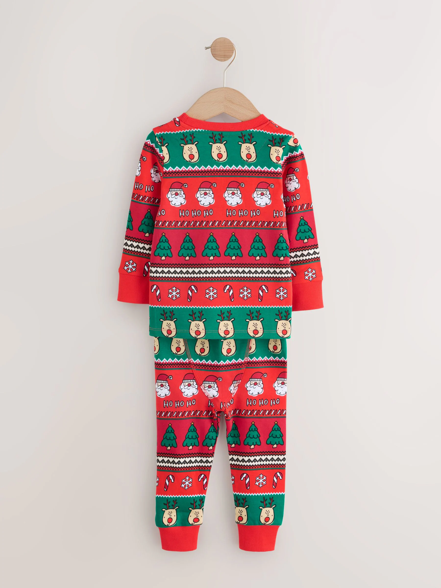 Rood met fairislemotief - Enkele Knusse Kerstmis Pyjama's (9mnd -10jr)