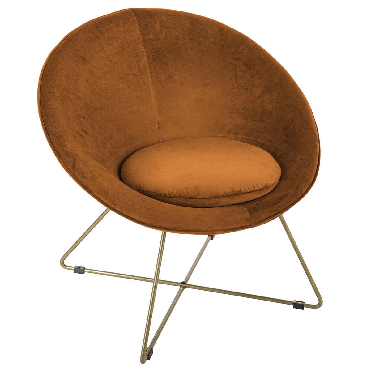 FAUTEUIL VELOURS EVAN AMBRE