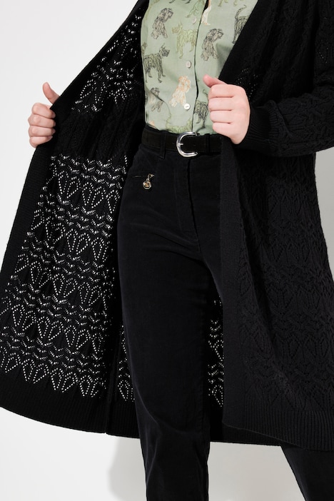 Long-Strickjacke, Struktur, offenes Modell