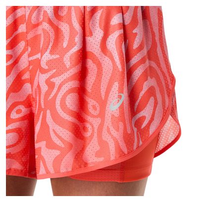 Short 2-en-1 Asics Road All Over Print 3.5in Corail Femme