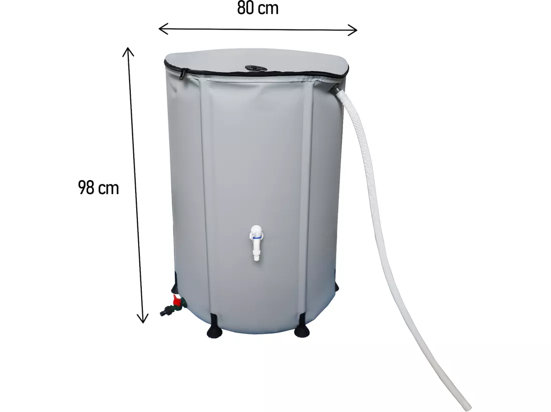 Récupérateur d'eau souple en PVC 500 L - Gris