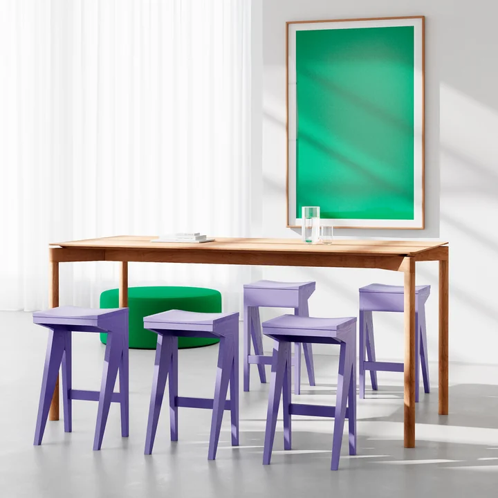 OUT Objekte unserer Tage - Schulz Barhocker 65 cm, Esche, smaragd