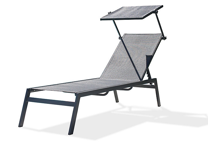 Bain de soleil avec brise soleil Toscane DCB Garden aluminium et textilène noir L 203 x l 63 x H 37,5/120 cm