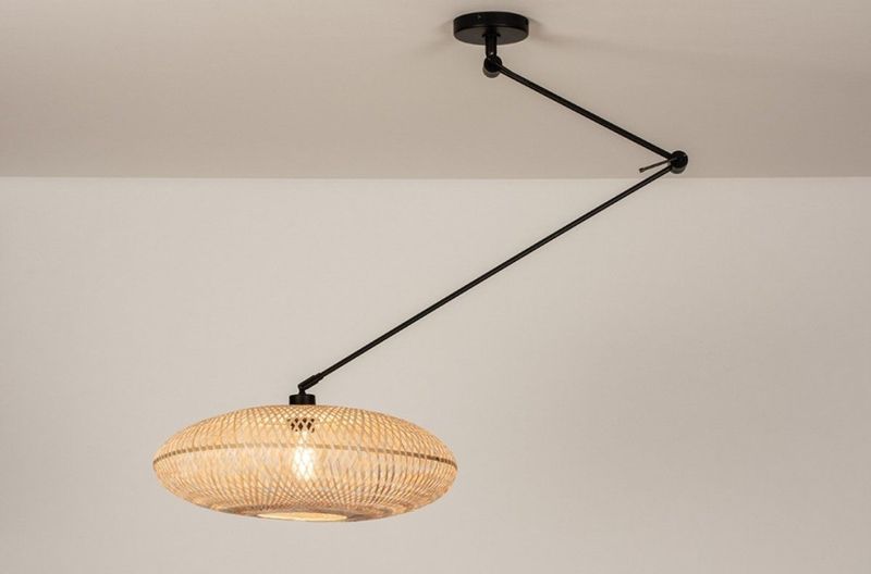 Lumidora - Hanglamp 31226 - Rotan - Zwart - Bruin - Naturel - E27 - ⌀ 50 cm