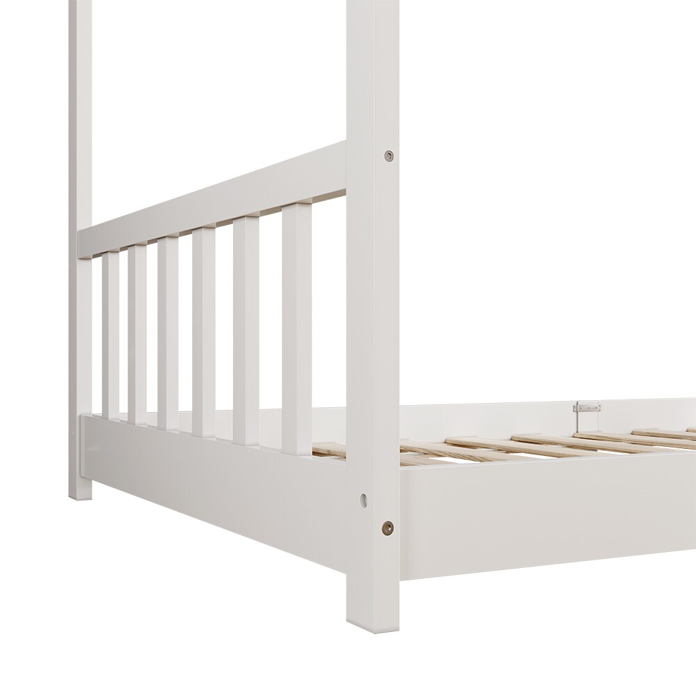 Vitalispa Kinderbett Bettenhaus Einzelbett Fredericke Weiß 200 x 90 cm modern Kinderzimmer Bett Lattenrost Rausfallschutz