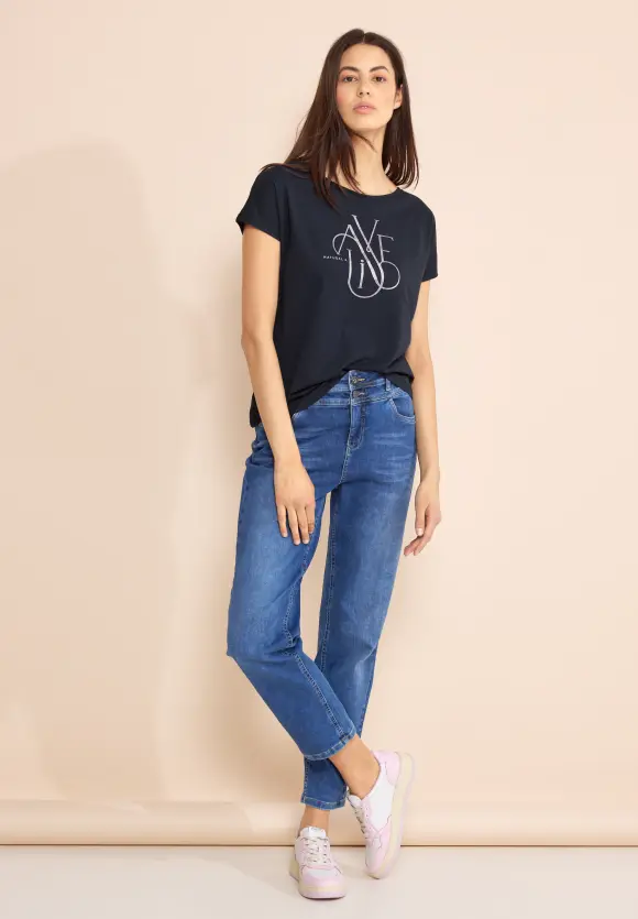 T-Shirt mit Wording - deep blue