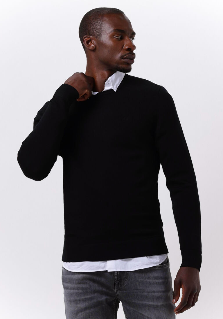 CALVIN KLEIN zwarte calvin klein sweater superior wool crew neck sweater