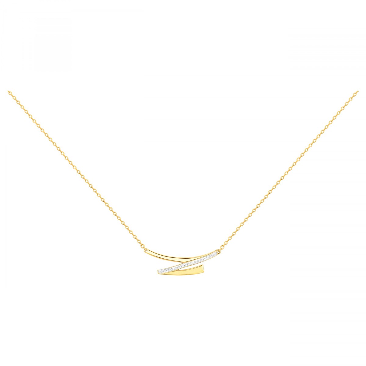 Collier en Plaqué Or avec oxyde de zirconium blanc