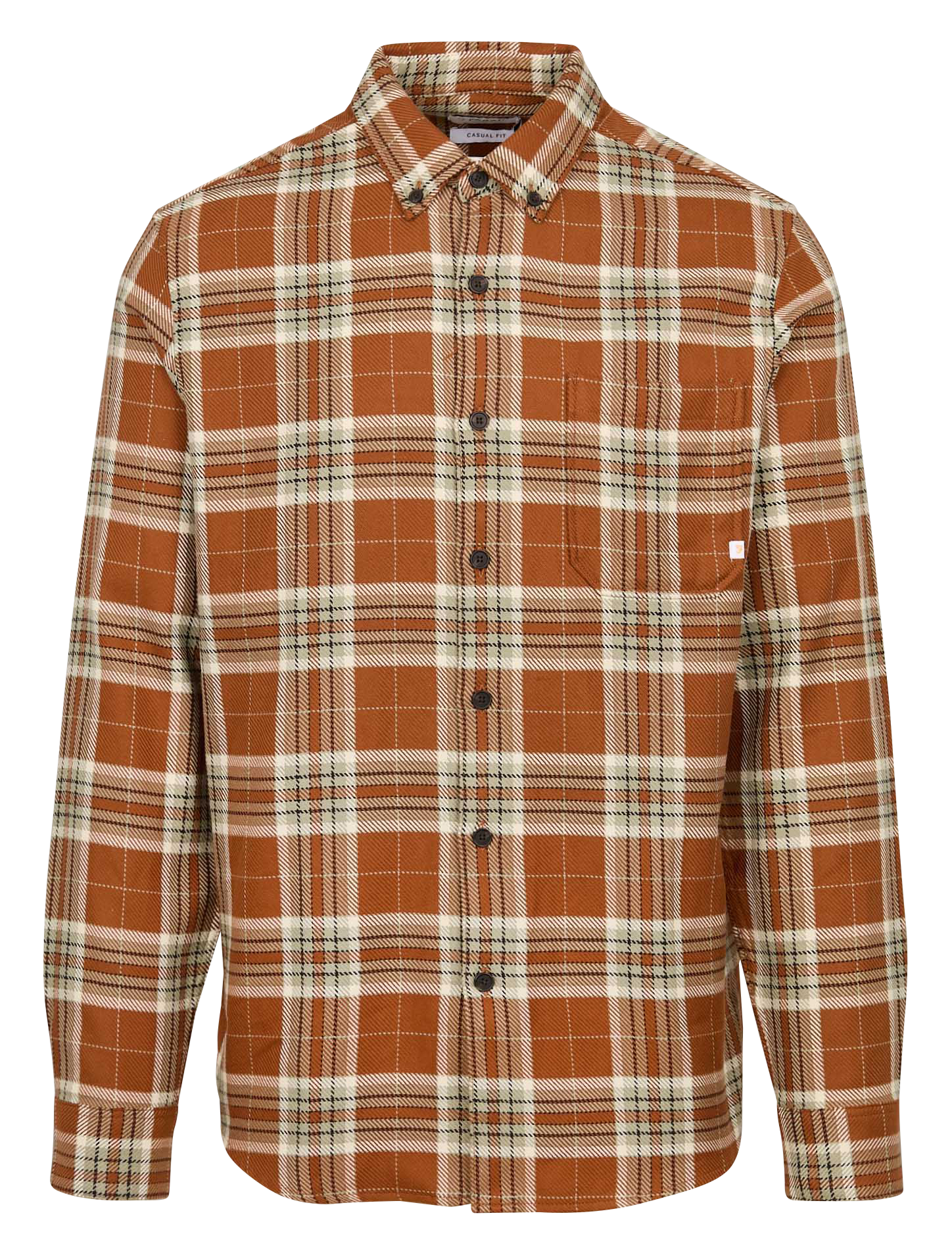 MARCELO - Chemise droite en coton bio à carreaux | Marron