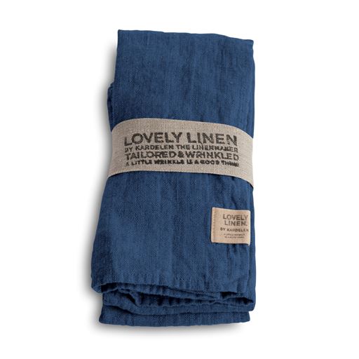 Lovely Linen 4-pak Servietter, Demin Blue, 45x45 cm