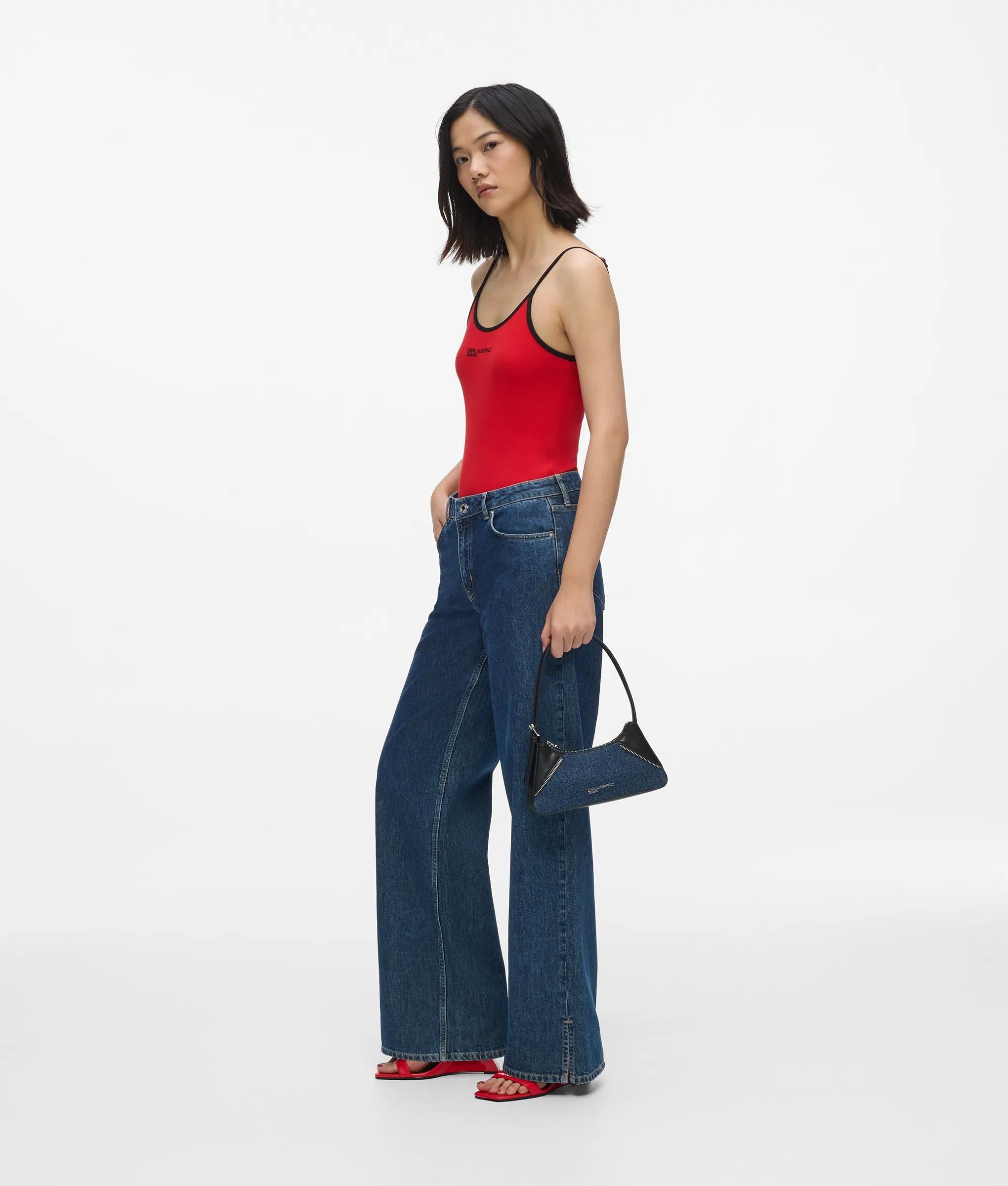 Schoudertas van rebels denim en kunstleer
