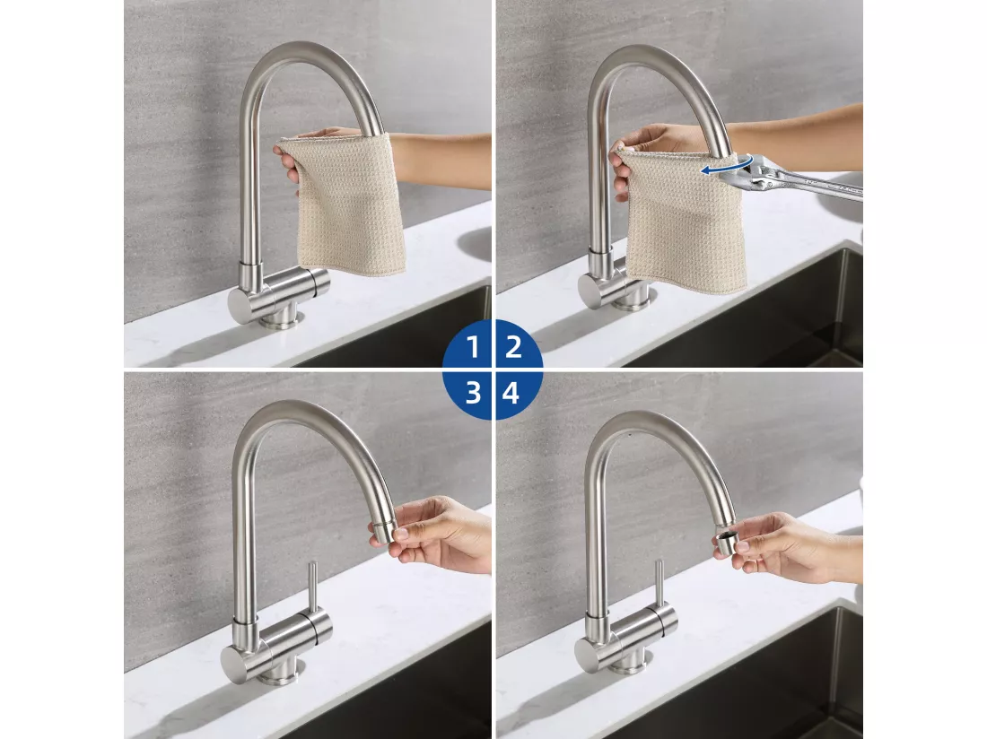 Lonheo Max 2pcs Mitigeur Cuisine Rabattable Pivotant 360°Robinet Cuisine avec Poignée Pliable Contre Fenêtre Robinet Evier Acier Inox 304,EU Modèle